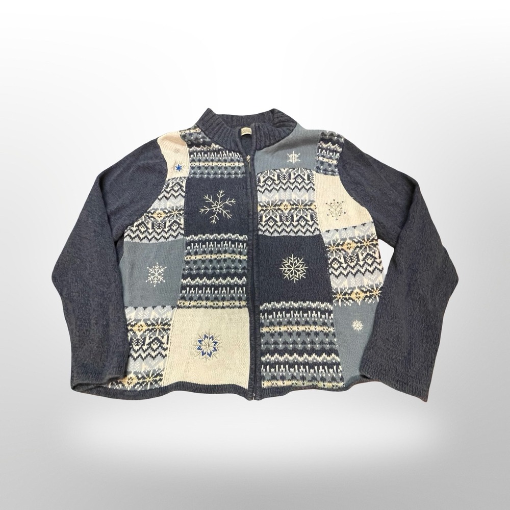 Classic Elements Women's Patchwork Snowflake Zip … - image 2